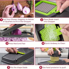 16-in-1 Kitchen Tool Set – Vegetable & Fruit Slicer, Dicer, Cutter, Chopper with Peeler