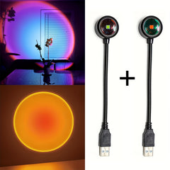 2pcs Sunset LED Lights – USB Ambient Projection Lamps for Room Decor, Living Room & Wall Lighting