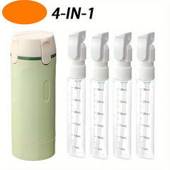 4-in-1 Travel Dispenser Bottle – Portable Cosmetic & Shampoo Container with Pump & Measurement Markings