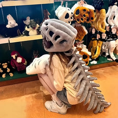 Dinosaur Skeleton Costume Set – Kids Halloween Onesie with Headband