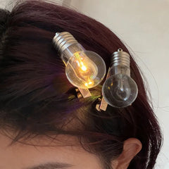 LED Luminous Bulb Hair Clip for Women & Girls – Funny Light-Up Party Hairpin Accessory