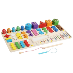 6-in-1 Multifunctional Learning Board – Wooden Montessori Math & Shape Sorting Educational Toy