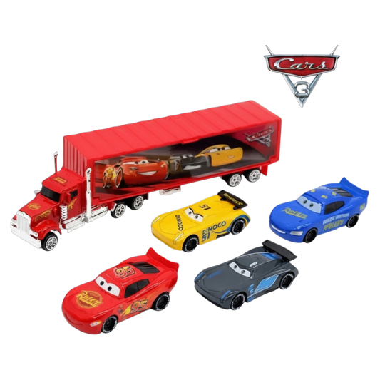 Disney Pixar Cars Alloy Truck with Lightning McQueen Cars – Die-Cast Vehicle Carrier Play Set