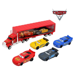 Disney Pixar Cars Alloy Truck with Lightning McQueen Cars – Die-Cast Vehicle Carrier Play Set