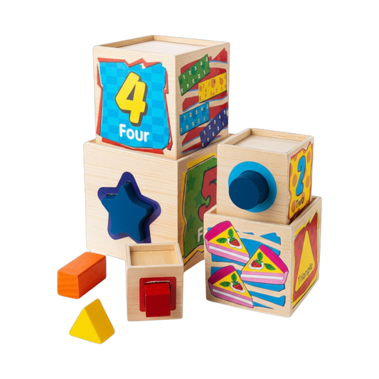 Wooden Stacking & Shape Sorting Toy – Montessori Educational Learning Toy for Toddlers