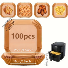 Air Fryer Liners 50/100 Pack – Non-Stick Parchment Paper for Oven & Microwave, Heat-Resistant