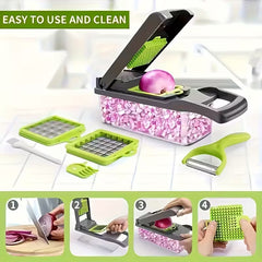 16-in-1 Kitchen Tool Set – Vegetable & Fruit Slicer, Dicer, Cutter, Chopper with Peeler