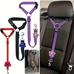 Dog Seat Belt Tether for Car – Adjustable Pet Safety Leash with Buckle for Vehicle Travel 1PC