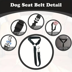 Dog Seat Belt Tether for Car – Adjustable Pet Safety Leash with Buckle for Vehicle Travel 1PC