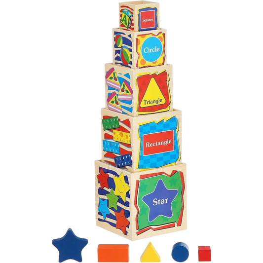 Wooden Stacking & Shape Sorting Toy – Montessori Educational Learning Toy for Toddlers - alternate view