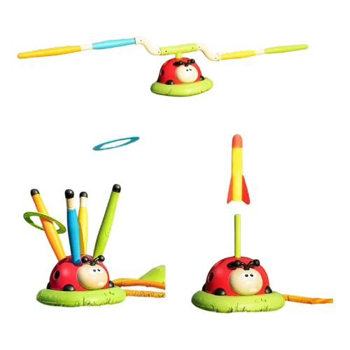 3-in-1 Kids Jump & Ring Toss Game – Musical Stomp Rocket Launcher Toy