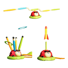 3-in-1 Kids Jump & Ring Toss Game – Musical Stomp Rocket Launcher Toy