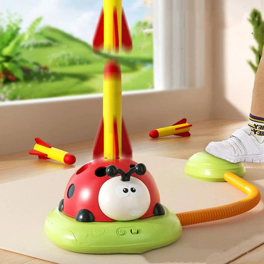 3-in-1 Kids Jump & Ring Toss Game – Musical Stomp Rocket Launcher Toy - alternate view