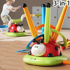 3-in-1 Kids Jump & Ring Toss Game – Musical Stomp Rocket Launcher Toy