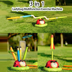 3-in-1 Kids Jump & Ring Toss Game – Musical Stomp Rocket Launcher Toy