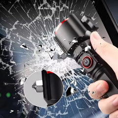 4-in-1 Emergency LED Flashlight – Safety Hammer, Seatbelt Cutter & Torch Tool