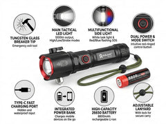 4-in-1 Emergency LED Flashlight – Safety Hammer, Seatbelt Cutter & Torch Tool