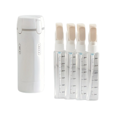 4-in-1 Travel Dispenser Bottle – Portable Cosmetic & Shampoo Container with Pump & Measurement Markings
