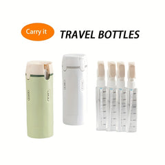 4-in-1 Travel Dispenser Bottle – Portable Cosmetic & Shampoo Container with Pump & Measurement Markings