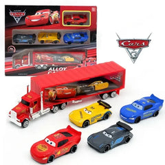 Disney Pixar Cars Alloy Truck with Lightning McQueen Cars – Die-Cast Vehicle Carrier Play Set