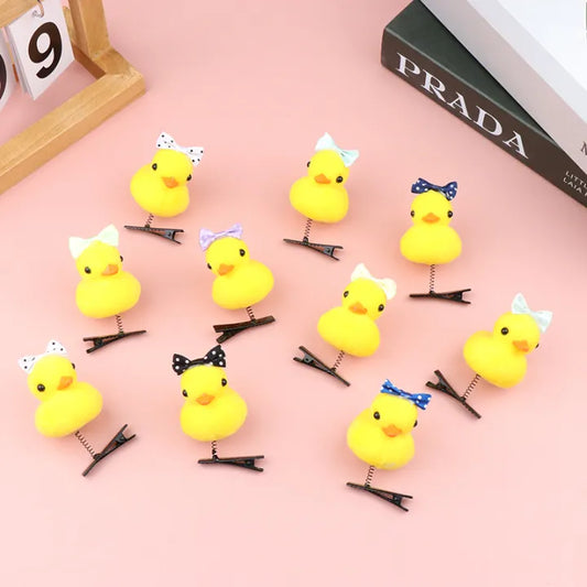 1 Pcs Little Yellow Duck Hair Clip for Kids – Cute Bow Spring Hairpin Cartoon Animal Hair Accessory - alternate view