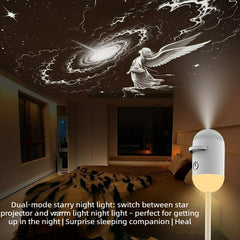 2-in-1 Galaxy Star Projector Night Light – USB Powered Starry Sky Ambient Lamp for Bedroom