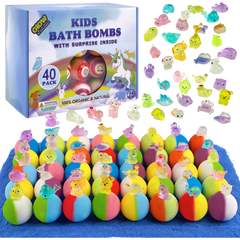 Kids Bath Bomb Gift Set – 40 Pack Organic Bath Bombs with Surprise Toys