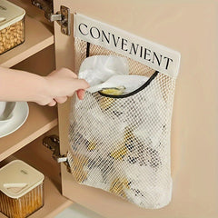 Wall Mounted Mesh Storage Bag – Large Capacity Hanging Organizer, Breathable Kitchen & Door Back Net Pouch