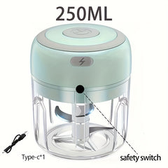 FLZH Electric Food Processor 250ml – USB Rechargeable Mini Chopper for Meat, Vegetables & Garlic