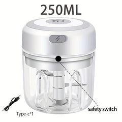 FLZH Electric Food Processor 250ml – USB Rechargeable Mini Chopper for Meat, Vegetables & Garlic
