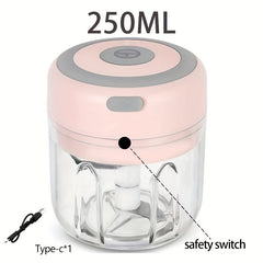 FLZH Electric Food Processor 250ml – USB Rechargeable Mini Chopper for Meat, Vegetables & Garlic