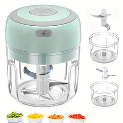FLZH Electric Food Processor 250ml – USB Rechargeable Mini Chopper for Meat, Vegetables & Garlic