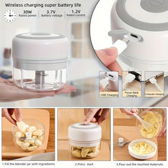 FLZH Electric Food Processor 250ml – USB Rechargeable Mini Chopper for Meat, Vegetables & Garlic
