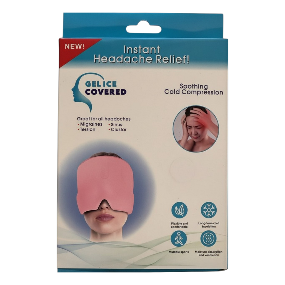Instant Relief Migraine & Headache Cap – Reusable Hot & Cold Gel Therapy Wrap