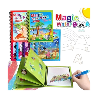 Magic Water Drawing Coloring Book – Reusable Mess Free Painting Book for Kids Learning & Fun
