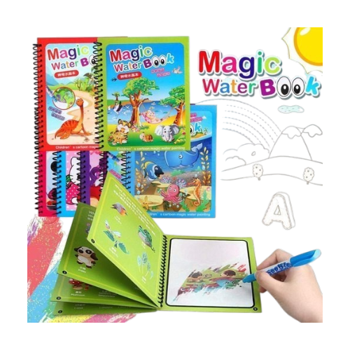 Magic Water Drawing Coloring Book – Reusable Mess Free Painting Book for Kids Learning & Fun
