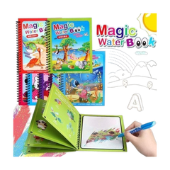 Magic Water Drawing Coloring Book – Reusable Mess Free Painting Book for Kids Learning & Fun