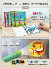 Magic Water Drawing Coloring Book – Reusable Mess Free Painting Book for Kids Learning & Fun