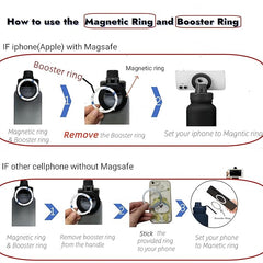 40 oz Magnetic Sports Water Bottle with 360° Rotating Phone Holder & Tripod Ring