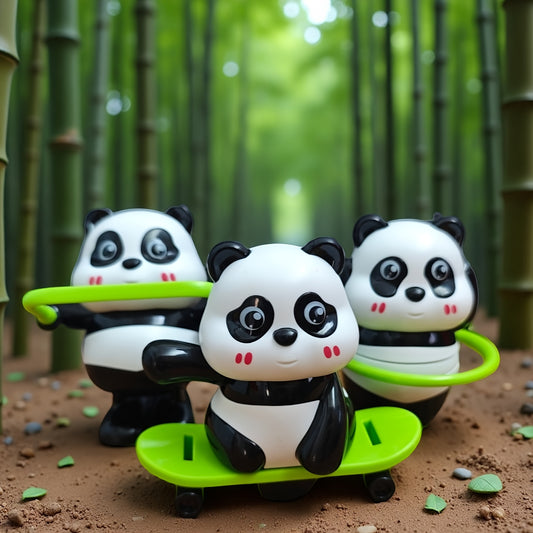 3PCS Wind-Up Panda Toy Set – Cute Clockwork Walking, Skating & Jumping Panda Toys for Kids - alternate view