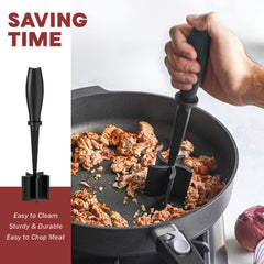 Meat Chopper & Hamburger Grinder – Heat-Resistant Nylon Ground Beef Masher, Black