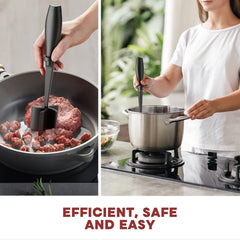 Meat Chopper & Hamburger Grinder – Heat-Resistant Nylon Ground Beef Masher, Black