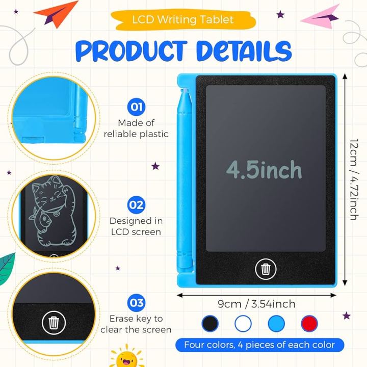 Multicolor LCD Writing Tablet – Erasable Drawing Board (4.5–16 Inch Sizes)
