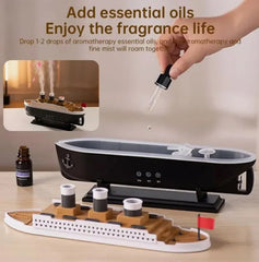 Creative Train Aroma Diffuser – Ultrasonic Cool Mist Humidifier with Dual Spray, LED Light & Remote Control