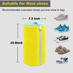 Shoe Washing Machine Bag – Reusable Laundry Bag for Sneakers with Microfiber & Zipper (Yellow)