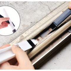 Window Groove Cleaning Brush with Dustpan – Crevice & Air Conditioner Track Cleaning Tool