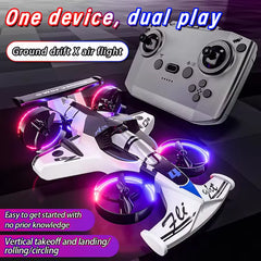 2-in-1 RC Drift Car & Flying Drone Toy for Kids – Remote Control Drive & Fly Vehicle