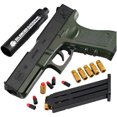 Soft Bullet Foam Dart Blaster Toy Gun with Shell Ejection & Silencer