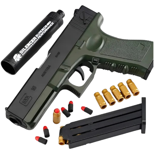 Soft Bullet Foam Dart Blaster Toy Gun with Shell Ejection & Silencer