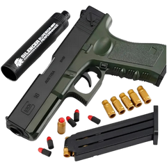 Soft Bullet Foam Dart Blaster Toy Gun with Shell Ejection & Silencer